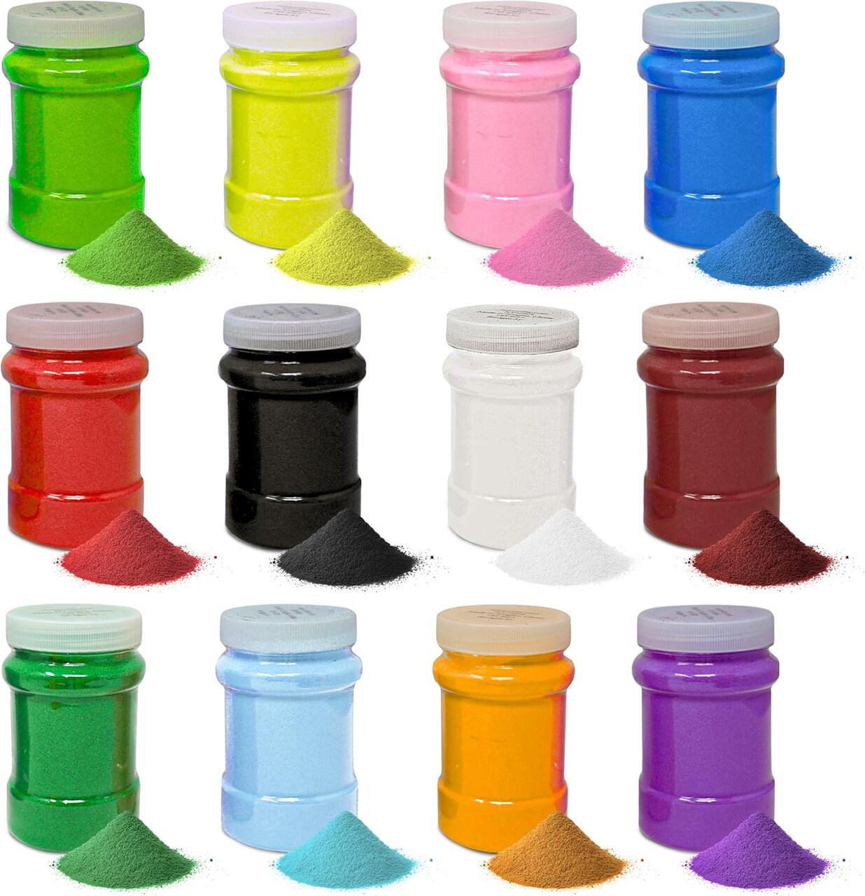 4E's Novelty 16.5 Pound Colored Sand for Crafts, 12 Sand Art Colors 22 oz Each, Non-Toxic Craft Sand Colored with Storage Container, Non Toxic Creative Art Tool Color Sands for Kids Ideal Ages 3+